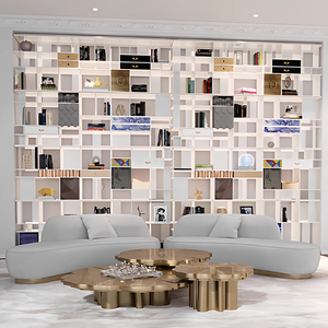 رف كتب إيطالي فاخر وعصري من الخشب الصلب قابل لتعديل الارتفاع وصديق للبيئة متعدد الأقسام للوضع على الأرض في غرفة المعيشة بالفيلا - Product Image 4