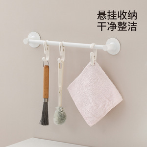 Drying <b>Clip</b> Multifunctional Clothes Hanger <b>Hook</b> With Clamp For Towel And Bath Sponge Storage Wall Mount Punch Free - Product Image 4
