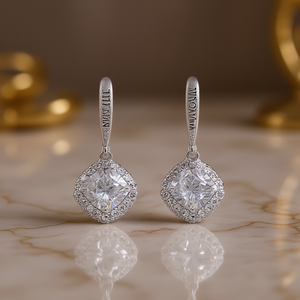 Orecchini Tiffany con Diamanti Taglio Principessa in Oro Bianco, Colore D, Certificati GIA, Stile Classico da Donna per Matrimonio - Product Image 2