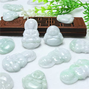 หยกพระพุทธรูปจี้สีเขียวธรรมชาติแท้หัวเราะพระพุทธสร้อ<span class=keywords><strong>ย</strong></span>คอเครื่องประดับของขวัญ - Product Image 6