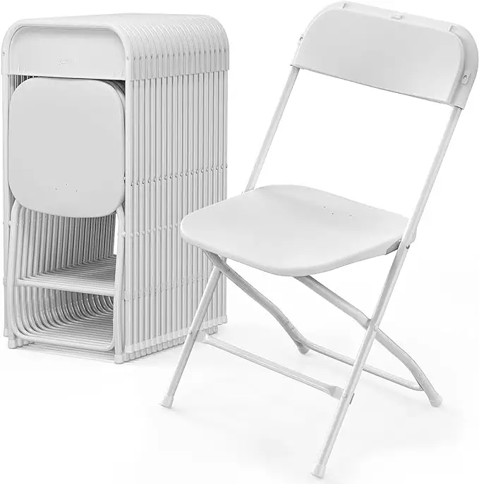Indoor Outdoor Portable Stackable Commercial Seat With Steel Frame White Plastic Folding Chair For Events Office Wedding