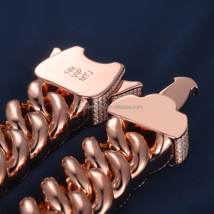 Custom 22mm S925 <strong>Silver</strong> 10k 14k 18k <strong>Solid</strong> Gold Iced Out Moissanite Lab Diamond Miami Cuban Link Chain Necklace <strong>Bracelet</strong> - Product Image 2