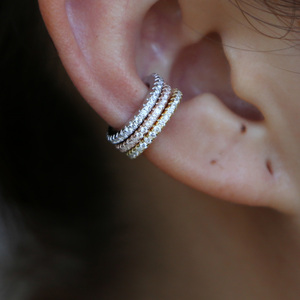 100% 925 Sterling Silver Cz Line <strong>Earring</strong> <strong>Cuff</strong> 3 Colors Stack Micro Pave Cz Circle No Pierced Fashion Classic <strong>Earrings</strong> - Product Image 3