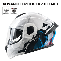 Casque de moto modulaire classique à visière relevable, noir mat, double visière, protection solaire, doublure confortable, multicolore