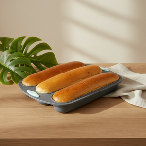 Stampo in Silicone per Panini Hot Dog di Grado Alimentare, Antiaderente e Lavabile in Lavastoviglie, Stampo in Silicone a 3 Cavità per Pane Fatto in Casa - Product Image 3