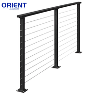 Pont à faible entretien de qualité supérieure en acier inoxydable corde 42 "balustrade en aluminium poteau main courante noir balcon câble clôture garde-corps