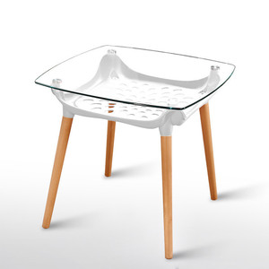 Tavolo di vetro gambe quadrate in legno caffè tavolini da salotto a casa tavoli bassi Pour La Maison Salon - Product Image 3