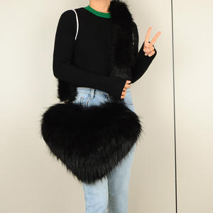 Sac à main vintage <span class=keywords><strong>Love</strong></span> pour femme, sac à bandoulière en fourrure mignon, automne-hiver 2026, grand sac à main en fourrure moelleux en forme de cœur - Product Image 6