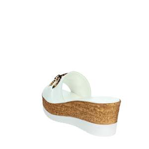 Cinzia <b>Soft</b> Women's Wedge Sandals White IAF53457 Cork Sole Platform Style - Product Image 1