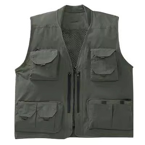Multi Pocket Photography Vest Red Polyester Workwear With Zipper And Pockets For Outdoor Use - Product Image 4
