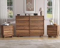 Commode à 6 tiroirs en noyer de style moderne du milieu du siècle, commode minimaliste pour le rangement de la chambre à coucher