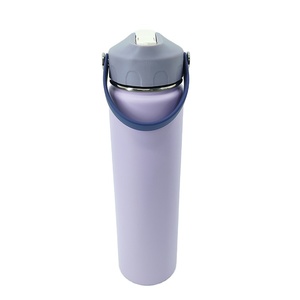 Bouteille d'eau isotherme sport 24oz tendance violet avec poignée confortable rose et rivets, double paroi isolée, pour activités extérieures - Product Image 4