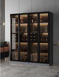 Mueble de Lujo 2026 para Sala de Estar, Mueble Bar de Madera Personalizado con Vitrina de Vidrio, Mueble Bar de Aluminio con Vitrina - Product Image 3