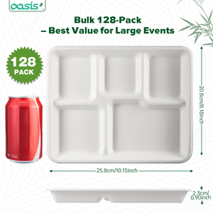 صواني غداء مدرسية صغيرة للأطفال مكونة من 5 أقسام، مصنوعة من الباجاس القابل للتحلل، صديقة للبيئة وخالية من مادة BPA وآمنة للاستخدام في الميكروويف - Product Image 6