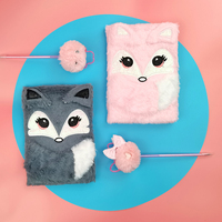 Notebook en peluche haut de gamme, 5 pièces, bon marché, motif de dessin animé de renard en peluche, A5