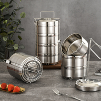 Boîte à lunch Bento multicouche ronde en acier inoxydable 304 de haute qualité pour récipient alimentaire