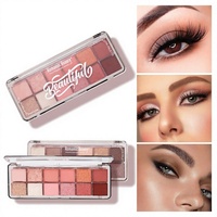 Palette de fards à paupières 12 couleurs, série marron, scintillante, mate, nacrée, à paillettes fines, waterproof, effet smoky, longue tenue, pour l'export.