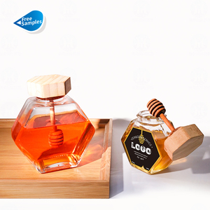 Produttore100ml 220ml 380ml vasetti di <span class=keywords><strong>miele</strong></span> in vetro esagonale trasparente con coperchio e bastoncino di <span class=keywords><strong>miele</strong></span> - Product Image 4