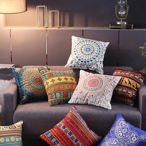Bohemian Style <b>Cushion</b> <b>Cover</b> Square Geometric Pattern Embroidered Home Decor Pillowcase For <b>Sofa</b> Bed Office Use - Product Image 2