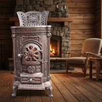 Poêle à bois autoportant en fonte de style européen russe antique avec four - Chauffage au bois pour cuisine et salon