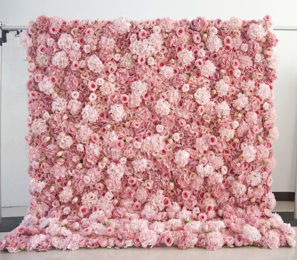 Изготовленная на заказ 3D Розовая белая рулонная тканевая стена, Свадебный декор, панель из искусственного шелка с цветком розы, фоновая Цветочная стена, A-372