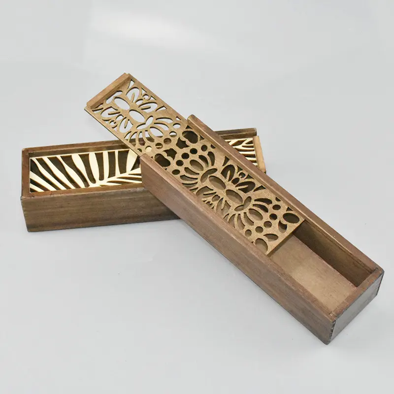 Kotak pena kayu kustom ramah lingkungan kotak pensil kayu kotak pena tutup geser indah