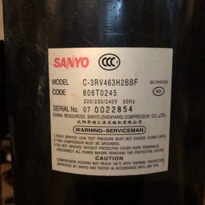 คอมเพรสเซอร์แบบสกรอลล์ ซันโย รุ่น C-3RV463H2BEF 3 แรงม้า ใช้สารทำความเย็น R22 สำหรับเปลี่ยนในเครื่องปรับอากาศ - Product Image 3