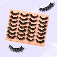 Faux cils 3D personnalisés en forme de croix, 14 paires, style européen et américain, longs, épais et bouclés
