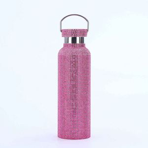 Glam Stainless Steel Vacuum Water Bottle Handle Lid <b>Glitter</b> Design <b>for</b> Travel 600ml Thermal Insulation 0-6 Hours Pink Gold - Product Image 4