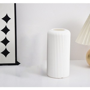 White <b>Plastic</b> Customizable <b>Vase</b> with Floral Pattern Packaged for Artificial Floral Arrangements Living Room Decor - Product Image 1