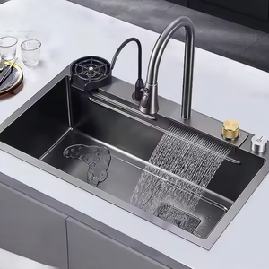 Robinet de cuisine moderne multifonctionnel en acier inoxydable et laiton, finition chrome brossé, fait main, pour évier simple, haute qualité - Product Image 5