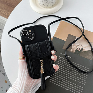 Wholesale Hot <b>Light</b> Luxury Leather Crossbody <b>Rope</b> Chain Buckle Wallet Card Bag Lanyard Wallet Strap Cover Purse with Chain - Product Image 5