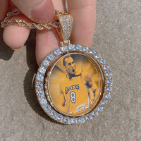 Bijoux Hip Hop pendentif rond personnalisé avec Photo, colliers en zircone cubique, pendentif de Photo personnalisé