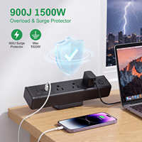 Regleta de escritorio con abrazadera, carga rápida USB-C de 18W, 3 tomas de CA de EE. UU., protector contra sobretensiones, extensión de enchufe para escritorio de oficina, venta al por mayor