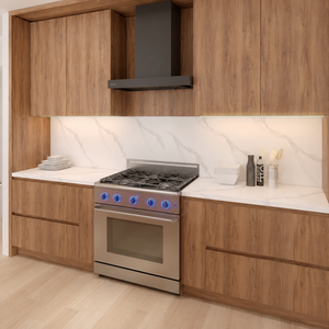 Ensemble d'armoires <span class=keywords><strong>de</strong></span> cuisine modulaires en bois <span class=keywords><strong>de</strong></span> noyer personnalisées <span class=keywords><strong>de</strong></span> qualité supérieure avec îlot en marbre pour appartement <span class=keywords><strong>de</strong></span> luxe - Product Image 6