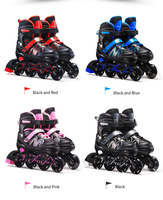 Patins à roulettes ajustables en gros à 4 roues, patins en ligne, patins à 4 roues flash en PVC pour enfants
