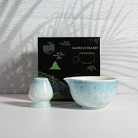 En stock, logo personnalisé, 2 pièces, bol à matcha en céramique moderne, support pour fouet, boîte cadeau pour débutant en matcha