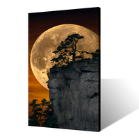 Conception personnalisée beau paysage de clair de lune peinture image impression sur toile pour tenture murale