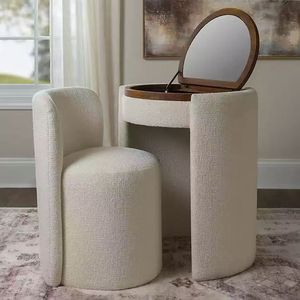 Tocador Moderno Minimalista de <span class=keywords><strong>Madera</strong></span> Maciza con Espejo Abatible y Almacenamiento, Ecológico, para Dormitorio u Hotel, Set de Maquillaje - Product Image 1
