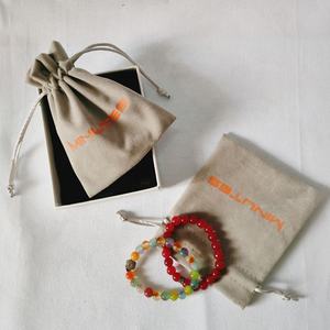 Personalized velvet gray drawstring jewelry packaging out bag chamois logo custom out bag jewelry with the printout logo - Product Image 1