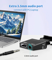 Adaptor VGA ke HDTV dengan Audio 3.5mm, Konektor Berlapis Emas Transmisi Sinyal Stabil