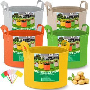 Sanyuan SY06 Bolsas coloridas para cultivo de plantas Tela más gruesa Paquete de tamaños variados de 10/7/5/3 galones Etiquetas para plantas Incluidas Bolsas de cultivo - Product Image 1