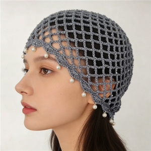 Filet à cheveux en crochet <span class=keywords><strong>pour</strong></span> femmes, orné de paillettes et de perles, style vintage, en maille <span class=keywords><strong>tricot</strong></span>ée, couvre-chef bohème perlé, bonnet élastique <span class=keywords><strong>pour</strong></span> chignon <span class=keywords><strong>pour</strong></span> filles - Product Image 1