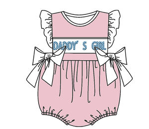 Yihui Customizable Girls Jumpsuits with Two Big Bows OEM Sweet Summer Knitted <strong>Clothes</strong> for <strong>Children</strong> with Embroidery - Product Image 2