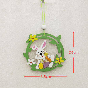 Petit lapin en bois à suspendre au mur, pendentif en bois, ornement de Pâques, vente en gros - Product Image 5