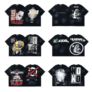 สินค้ามาใหม่ 2025 เสื้อยืดแขนสั้นทรงโอเวอร์ไซส์พิมพ์ลายวินเทจผ้าฝ้าย 100% สำหรับผู้ชาย รุ่น Hell SCAN - Product Image 2