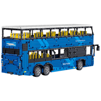 2692 pièces Blocs de construction Bus à deux étages, Véhicule urbain modulaire bleu, Modèle de bus technique, Briques, Idées de jouets pour adultes, Cadeaux