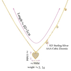 Collar <span class=keywords><strong>POLIVA</strong></span> Chapado en Oro Rosa de Plata de Ley 925 para Mujer, Colgante de Corazón con Circonita Cúbica y Cadena de Eslabones con Microincrustaciones de 40+5 cm, Regalo - Product Image 6