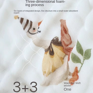 Serviette à salive pour bébé en coton tissé à six couches à motif floral carré écologique à séchage rapide pour enfants - Product Image 5