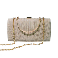Pochette de Soirée Plissée Scintillante de Luxe pour Femme avec Cadre Métallique, Sac à Main pour Mariage et Fête, Or Argent, Vente en Gros